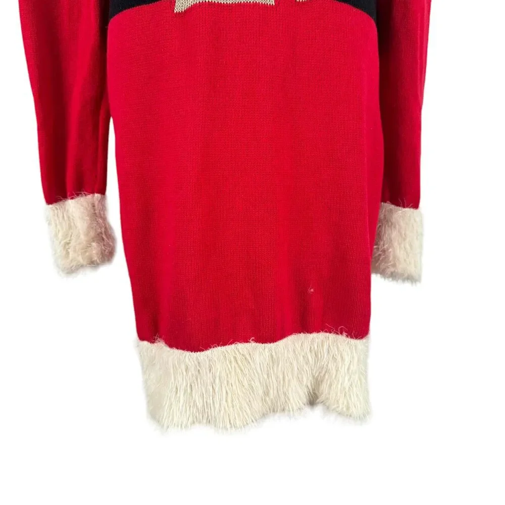 Sweater Project Red Santa Knit Sweater Dress Large Santacon Holiday Christmas - Picture 6 of 14